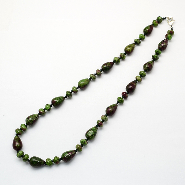 

PandaHall Fashionable Gemstone Beaded Necklaces, with Platinum Tone Zinc Alloy Lobster Clasps, Ruby in Zoisite, 17.7 inch Ruby in Zoisite