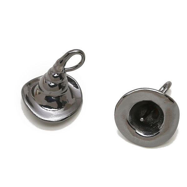 

PandaHall Brass Peg Bails, for Ghost Witch Baroque Pearl Making, Witch Hat, Gunmetal, 19x18mm Brass