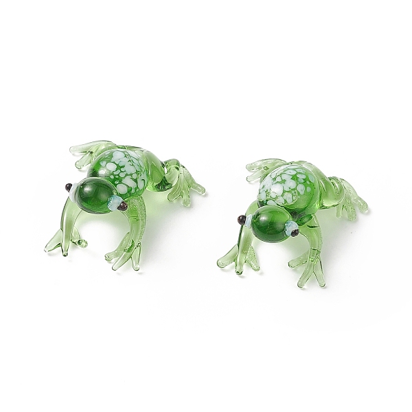 

PandaHall Home Decorations, Handmade Lampwork Display Decorations, Frog, Green, 18~24x14~18x12~15mm Lampwork Frog Green