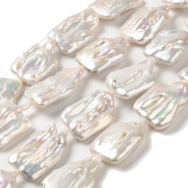 

PandaHall Natural Keshi Pearl Beads Strands, Baroque Pearls, Cultured Freshwater Pearl, Rectangle, Grade 4A+, Old Lace, 29~35.5x20x7~12mm...