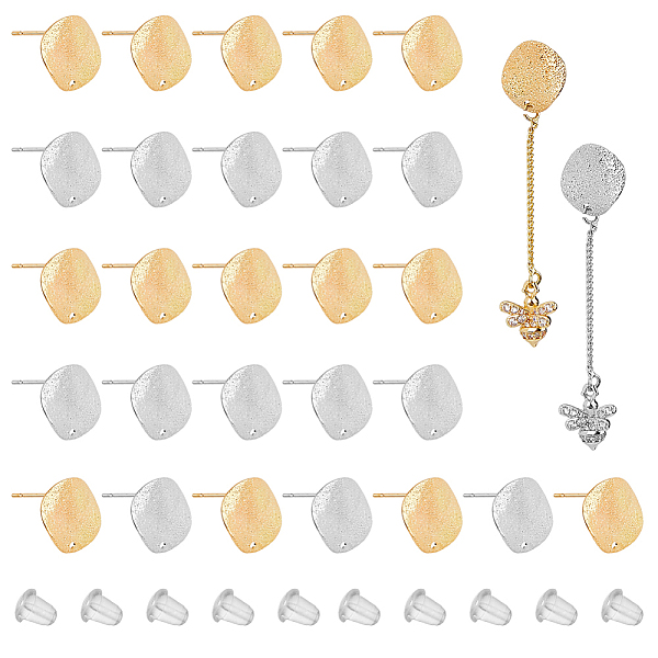 

PandaHall SUPERFINDINGS 40Pcs 2 Color Alloy Stud Earring Findings, with 50Pcs Plastic Ear Nuts, Flat Round, Platinum & Light Gold, 12mm...