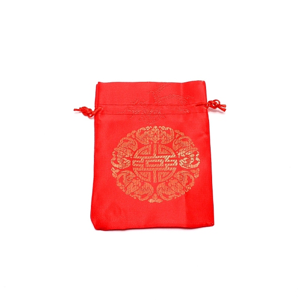 

PandaHall Polyester Jewelry Drawstring Gift Bags, Wedding Favor Candy Bags, Red, 13.5x10x0.2cm Polycotton Flower Red