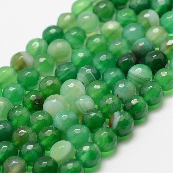 

PandaHall Faceted Natural Striped Agate/Banded Agate Beads Strands, Round, Dyed & Heated, Green, 4mm, Hole: 0.8mm, about 86pcs/strand, 14...