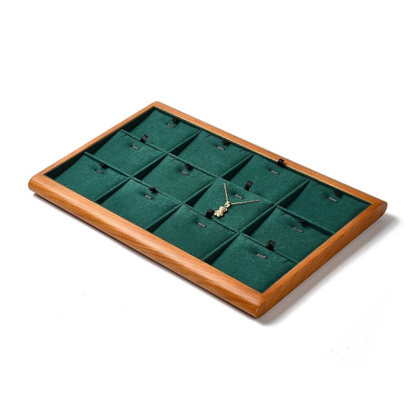 12-Slot Wood With Velvet Pendant Necklace Display Stands