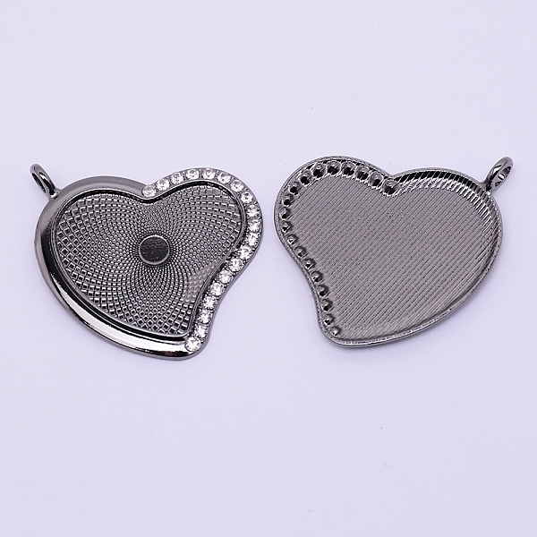 

PandaHall Alloy Crystal Rhinestone Pendant Cabochon Setting, Heart, Cadmium Free & Lead Free, Gunmetal, 46.5x40x3mm, Hole: 4mm, Tray..., Clear