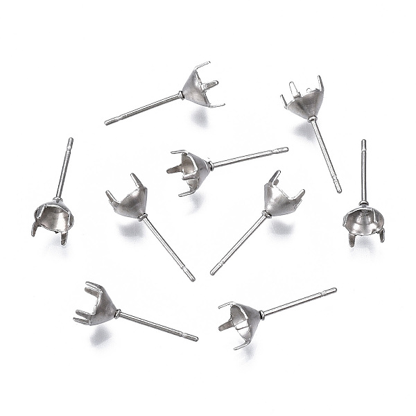 

PandaHall 316 Surgical Stainless Steel Stud Earring Setting, Fit for Rhinestone, Stainless Steel Color, Fit for 4.5mm Rhinestone, 13.5x5mm...