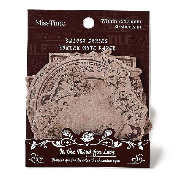 

PandaHall 30 Sheets Baroque Vintage Pad Sticky Notes, Sticker Tabs, for Office School Reading, Camel, 55~74x47~75x0.1mm Paper Mixed Shapes..., Brown