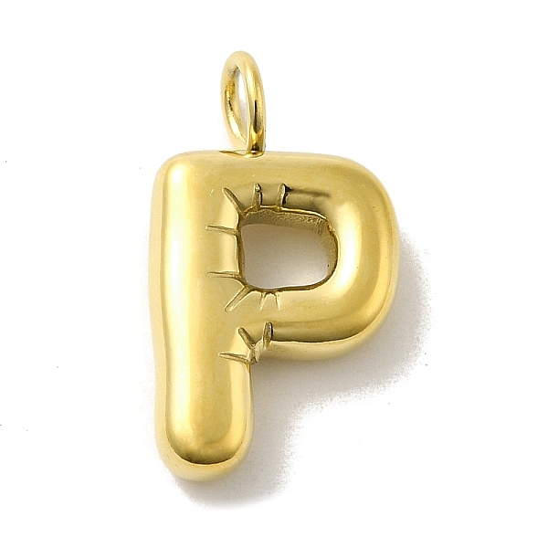 

PandaHall 304 Stainless Steel Pendants, Real 14K Gold Plated, Balloon Letter Charms, Bubble Puff Initial Charms, Letter P, 24x13.5x5mm, Hole...