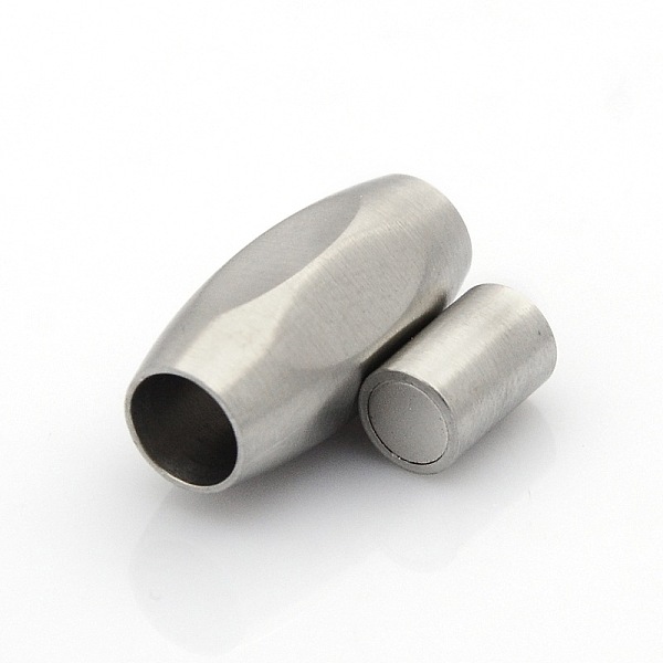 

PandaHall 304 Stainless Steel Matte Surface Magnetic Clasps with Glue-in Ends, Barrel, Stainless Steel Color, 21x10x9mm, Hole: 5mm 304...