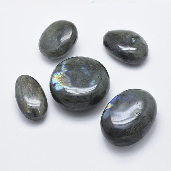 

PandaHall Natural Labradorite Beads, Tumbled Stone, No Hole, Oval, 30~66.5x25~48.5x15~26.5mm Labradorite Oval
