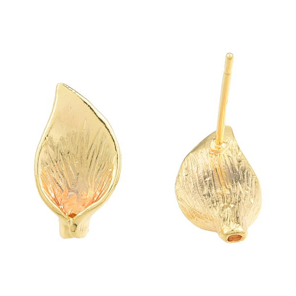 

PandaHall Brass Stud Earring Findings, with Hole, Leaf, Nickel Free, Golden, 14x8mm, Hole: 1mm, Pin: 0.8mm Brass Leaf