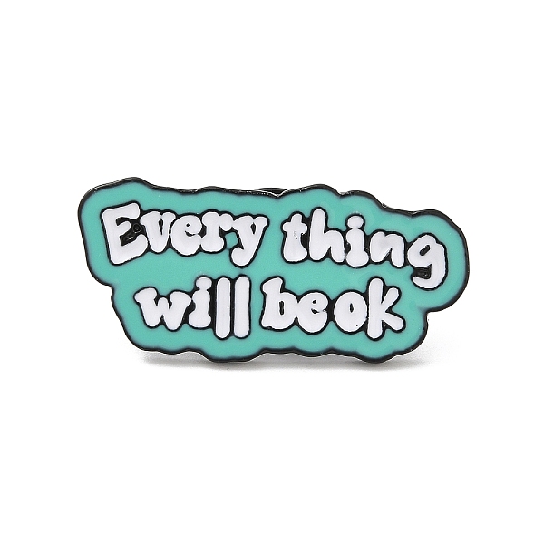 

PandaHall Quote Everything Will Be OK Enamel Pins, Black Alloy Brooches for Backpack Clothes, Turquoise, 15x32.5x1.5mm Alloy+Enamel Word..., Green