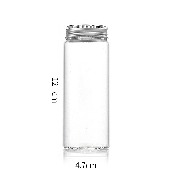 

PandaHall Column Glass Screw Top Bead Storage Tubes, Clear Glass Bottles with Aluminum Lips, Silver, 4.7x12cm, Capacity: 150ml(5.07fl. oz)...