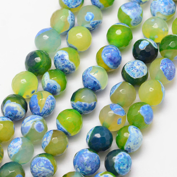 

PandaHall Natural Fire Crackle Agate Bead Strands, Round, Grade A, Faceted, Dyed & Heated, Green Yellow, 10mm, Hole: 1mm, about 37pcs/strand...