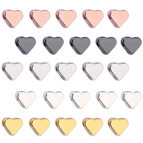 

PandaHall 25Pcs 5 Colors Brass Solid Beads, Heart, Mixed Color, 6x7x3.5mm, Hole: 1.5mm, 5pcs/color Brass Heart