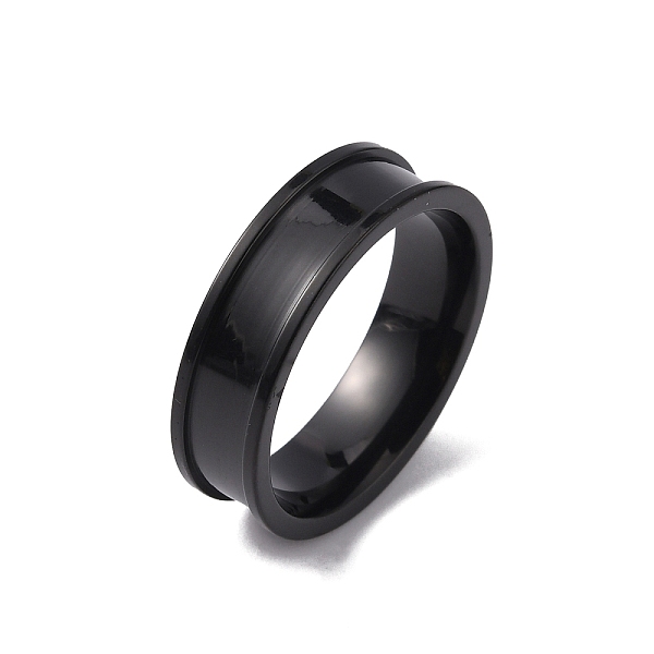 

PandaHall 201 Stainless Steel Grooved Finger Ring Settings, Ring Core Blank, for Inlay Ring Jewelry Making, Electrophoresis Black, Inner...