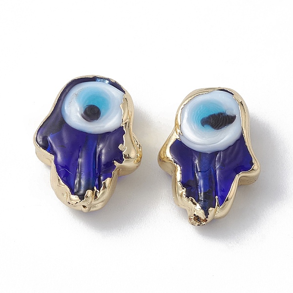 

PandaHall Brass Beads, with Enamel, Real 18K Gold Plated, Hamsa Hand/Hand of Miriam with Evil Eye, Blue, 15.5x12x6mm, Hole: 1~1.8mm...