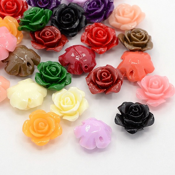 

PandaHall Synthetic Coral 3D Flower Rose Beads, Dyed, Mixed Color, 14x8mm, Hole: 1~1.4mm Synthetic Coral Flower Multicolor