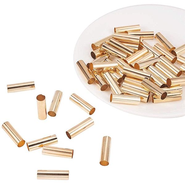 

PandaHall Brass Tube Beads, Light Gold, 25x8mm, Hole: 7.5mm, 50pcs/set Brass Tube