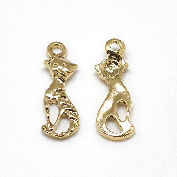 

PandaHall Brass Pendants, Cat Shape, Real 18K Gold Plated, 22x7.5x1.5mm, Hole: 1mm Brass Cat Shape