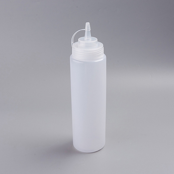 PandaHall Plastic Squeeze Bottles, with Twist On Cap Lids and Discrete Measurements, for Ketchup, Sauces, Paint, and More, White, 25.5x6.7cm...