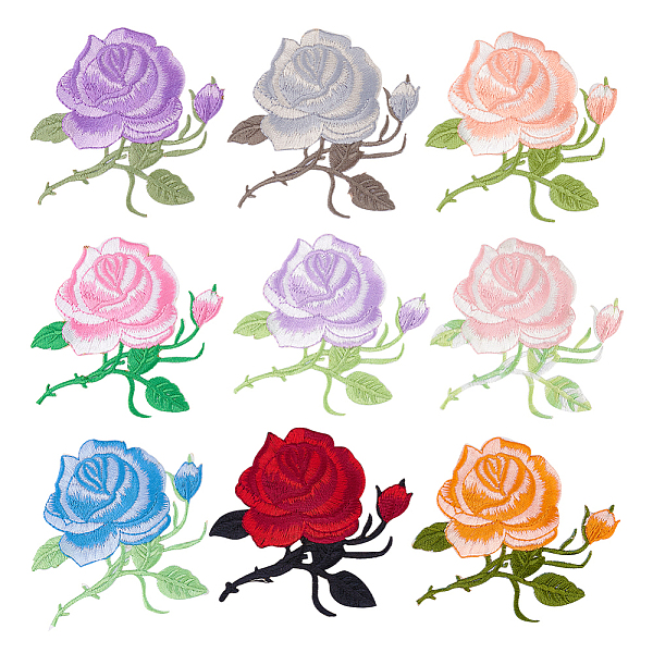 

PandaHall arricraft 9 Pairs Mixed Color Rose Flower Embroidered Applique Patches, Floral Applique Iron on Sew on Patches Arts Crafts DIY..., Multicolor
