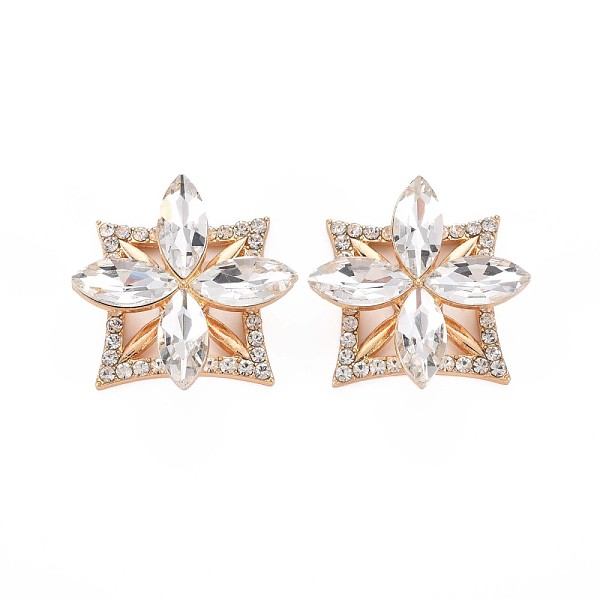 

PandaHall Rack Plating Alloy Crystal Rhinestone Cabochons, with Glass, Faceted, Cadmium Free & Lead Free, Light Gold, Rotatable Clover..., Clear