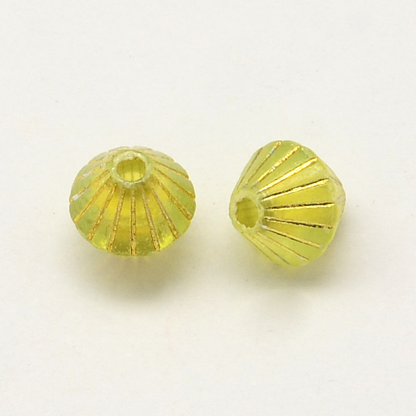 

PandaHall Plating Transparent Acrylic Bicone Beads, Gold Metal Enlaced, Mixed Color, 8x8mm, Hole: 2mm Acrylic Bicone Multicolor