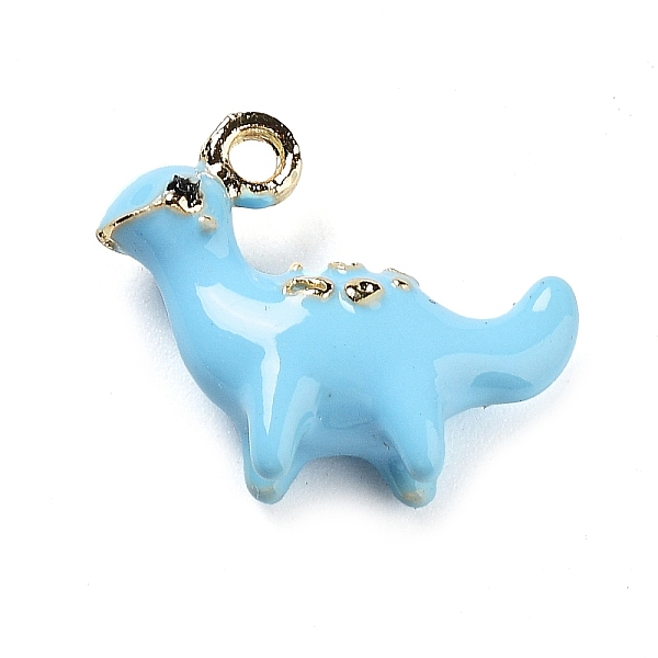 

PandaHall Alloy Enamel Pendants, 3D Dinosaur Charm, Golden, Sky Blue, 13x16x5mm, Hole: 1.5mm Alloy+Enamel Dinosaur
