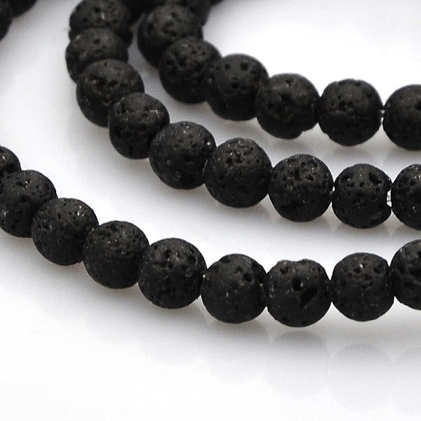 

PandaHall Natural Lava Rock Round Beads Strands, 3.5~4.5mm, Hole: 1mm, about 102pcs/strand, 15.7 inch Round