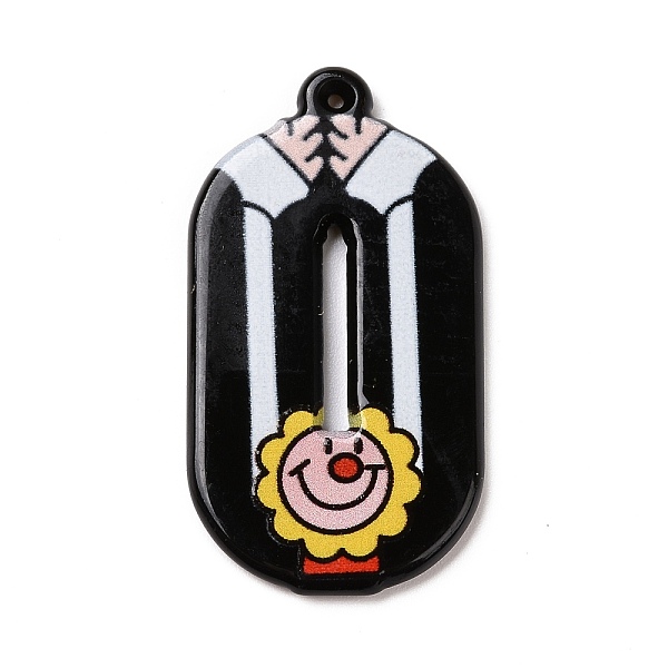 

PandaHall Circus Theme Printed Acrylic Pendants, Joker, Letter Charm, Letter O, 34.5x18.5x2mm, Hole: 0.9mm Acrylic Letter O
