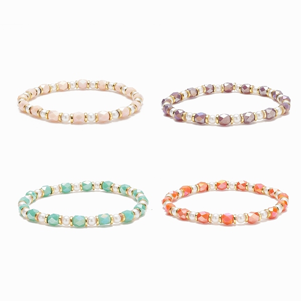 

PandaHall Glass Pearl & Column Beaded Stretch Bracelet for Women, Mixed Color, Inner Diameter: 2-1/8 inch(5.3cm) Glass Multicolor