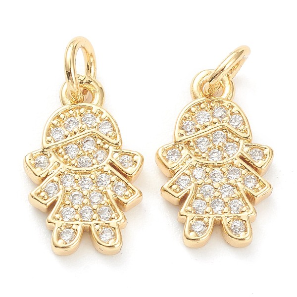 

PandaHall Brass Micro Pave Clear Cubic Zirconia Pendants, Long-Lasting Plated, Little Girl, Real 18K Gold Plated, 13.5x8.5x1.5mm, Hole: 3mm...