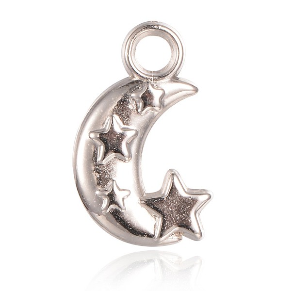 

PandaHall CCB Plastic Pendants, Moon and Star, Platinum, 19x11x3mm, Hole: 3mm Plastic Moon
