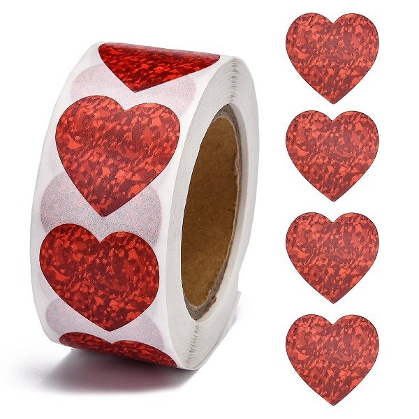 

PandaHall Heart Shaped Stickers Roll, Valentine's Day Sticker Adhesive Label, for Decoration Wedding Party Accessories, Red, 25x25mm...