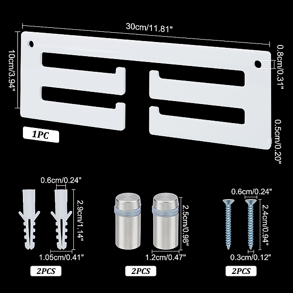 

PandaHall AHANDMAKER Medals Display Hanger Rack, 30cm Rectangle Acrylic Medal Holder Wall Mount Easy to Install Medal Display Holder Frame..., White