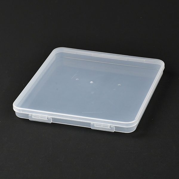PandaHall Square Polypropylene(PP) Plastic Boxes, Bead Storage Containers, with Hinged Lid, Clear, 16.4x16x1.7cm, Inner Diameter: 15.2cm...