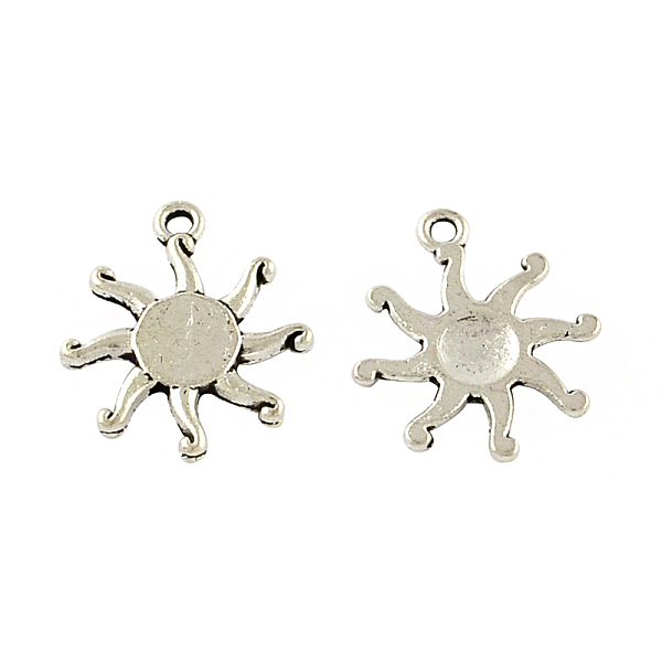 

PandaHall Tibetan Style Alloy Sun Pendants, Solar Eclipse Pendants, Cadmium Free & Lead Free, Antique Silver, 19x16.5x2mm, Hole: 2mm, about...