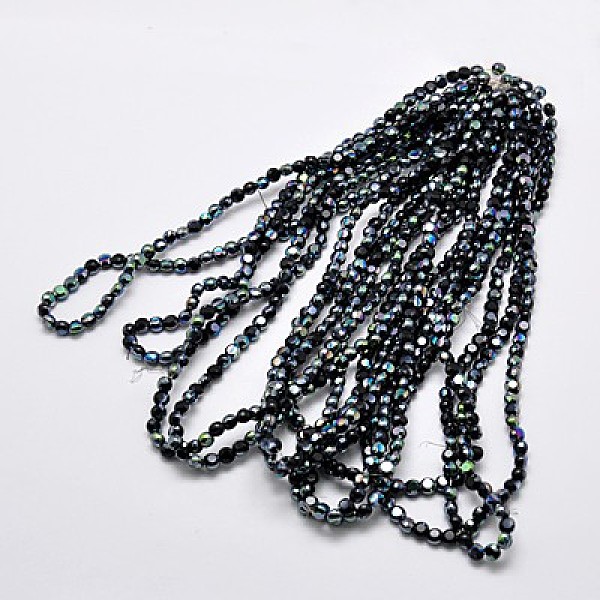 

PandaHall Electroplate Glass Beads Strands, Half Plated, Faceted, Flat Round, Black, 4x3mm, Hole: 1mm, about 95pcs/strand, 14 inch Glass...