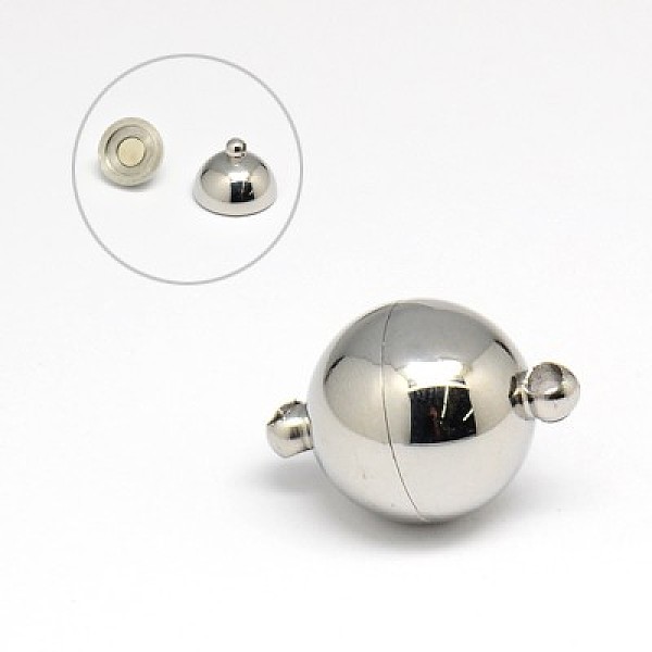 

PandaHall 304 Stainless Steel Magnetic Clasps with Loops, Round, Stainless Steel Color, 23x16mm, Hole: 2mm 304 Stainless Steel Round