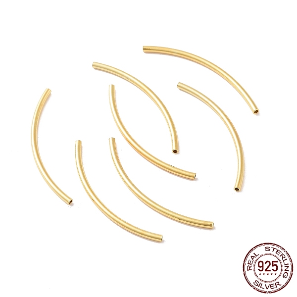 

PandaHall 925 Sterling Silver Tube Beads, Curved Tube, Real 18K Gold Plated, 35x1.5mm, Hole: 1mm, about 30pcs/10g Sterling Silver Tube