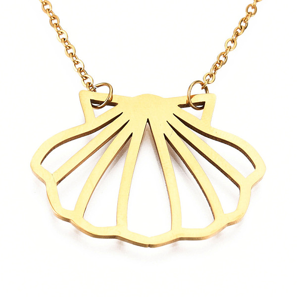 

PandaHall 201 Stainless Steel Pendant Necklaces, with Cable Chains, Shell, Golden, 16.9 inch(43cm), 2mm, Shell: 23x29.5x1mm 201 Stainless...