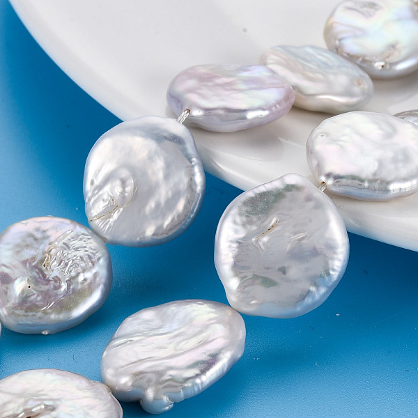 

PandaHall Natural Keshi Pearl Beads Strands, Cultured Freshwater Pearl, Flat Round, Seashell Color, 15~29x14~19x3~8mm, Hole: 0.6mm, about...