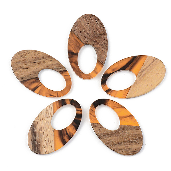 

PandaHall Resin & Walnut Wood Pendants, Oval, Orange, 35.5x21.5x3mm, Hole: 16x10mm Resin+Wood Oval Orange