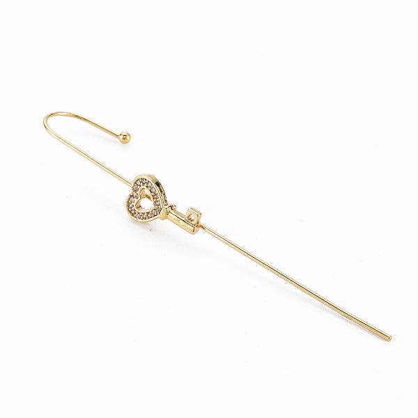 

PandaHall Heart Skeleton Key Stud Earring, Brass Micro Pave Cubic Zirconia Ear Wrap Crawler Hook Earrings, Earcuffs for Her, Nickel Free..., Clear