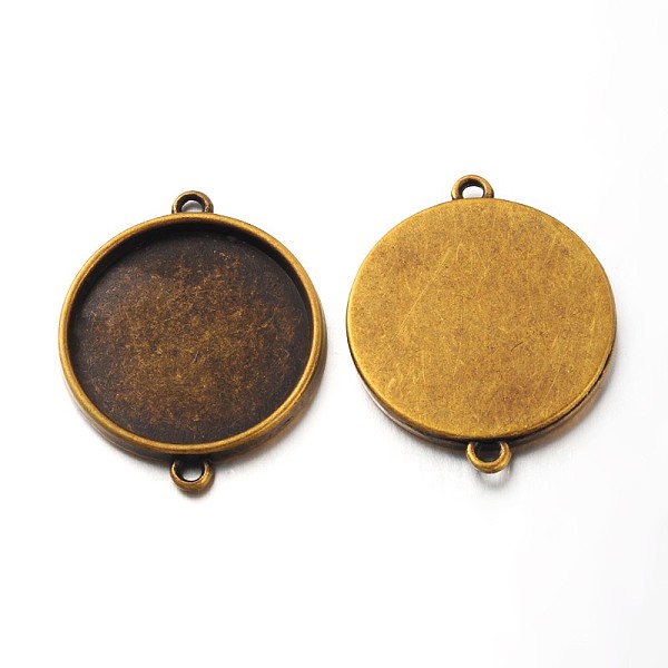 

PandaHall Tibetan Style Cabochon Connector Settings, Plain Edge Bezel Cups, Lead Free & Nickel Free, Flat Round, Antique Bronze, 28x36x3mm...