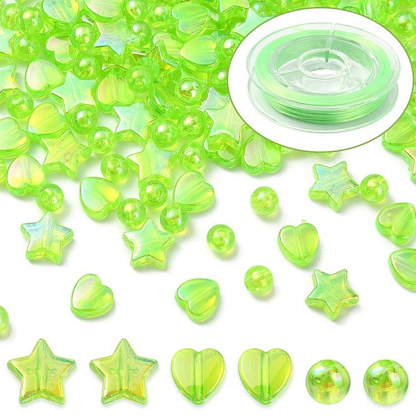 

PandaHall DIY Bracelet Making Kit, Including Acrylic Beads, Elastic Thread, Heart & Star & Round, Lawn Green, 200Pcs/box Acrylic Mixed...