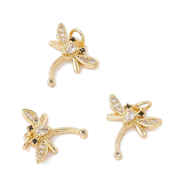 

PandaHall Brass Micro Pave Clear & Black Cubic Zirconia Charms, with Jump Ring, Cadmium Free & Lead Free, Dragonfly, Real 18K Gold Plated...