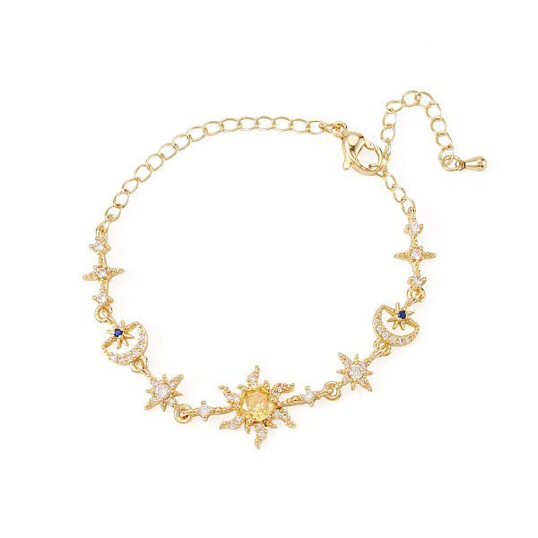 Bracelet à maillons en laiton serti de micro-pavés de zircone cubique (1 pièce)