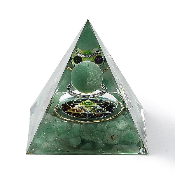 

PandaHall Orgonite Pyramid Resin Energy Generators, Reiki Natural Green Aventurine Chips Inside for Home Office Desk Decoration, 60x60x59mm...